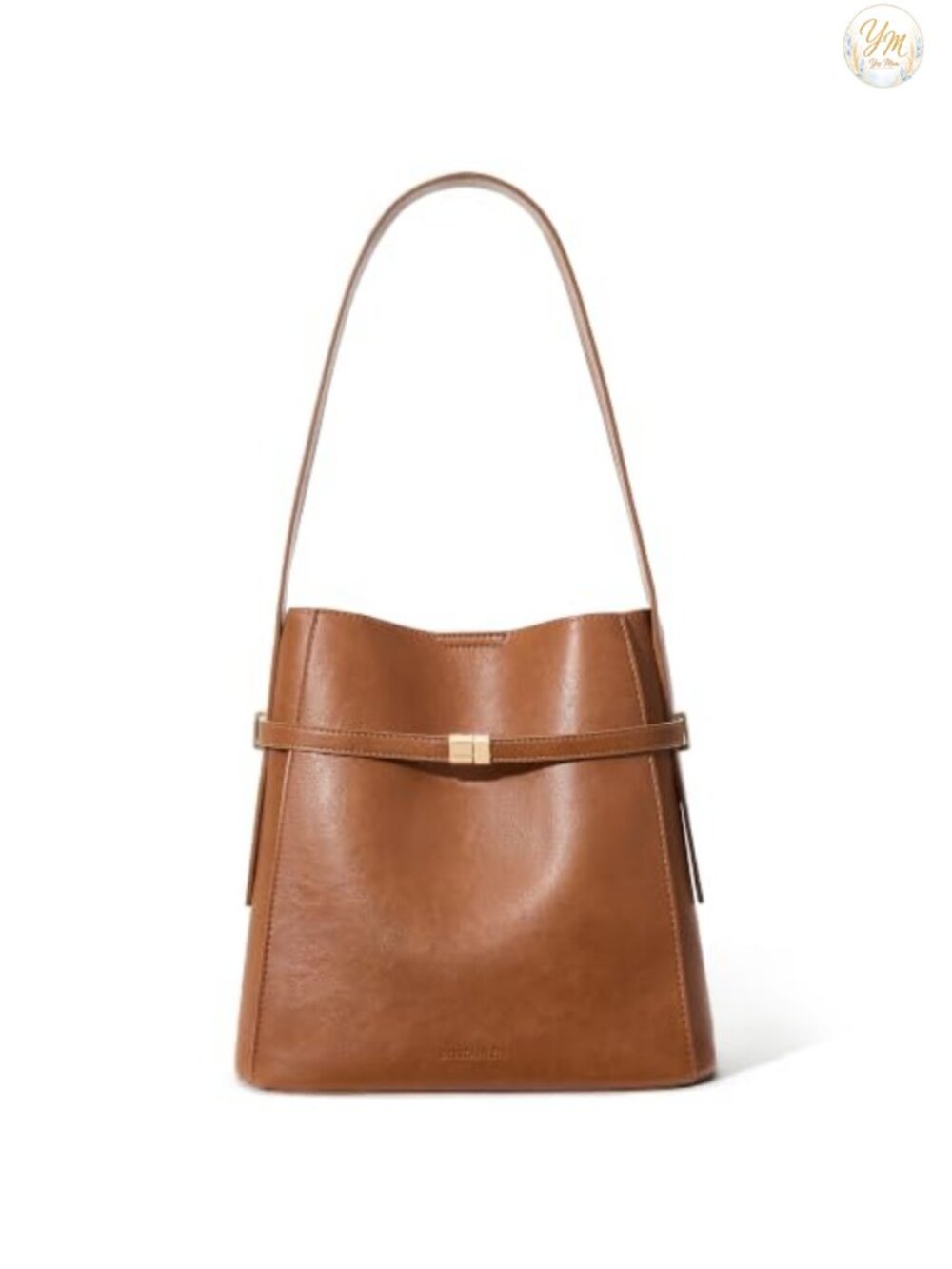 Faux Leather Shoulder Bag with Suede Pouch Magnetic Buckle Purse